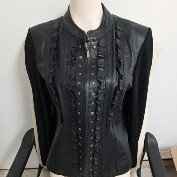 Studded leather and suede jacket - Picture 1 of 4